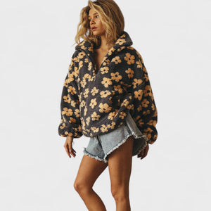 Sudadera polar para mujer con estampado floral