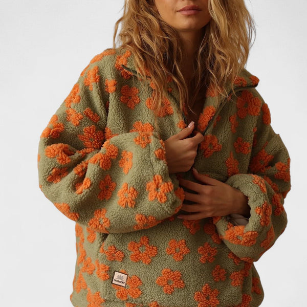 Sudadera polar para mujer con estampado floral