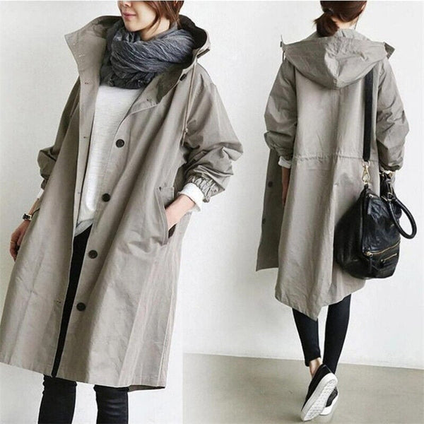 Chaqueta para mujer con capucha de longitud media