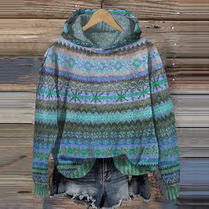 Women's Nordic Hooded Knit Pullover Sweater
