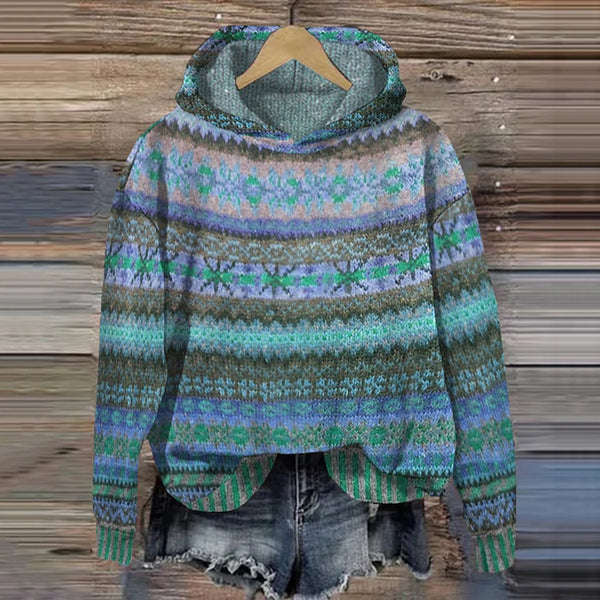 Women's Nordic Hooded Knit Pullover Sweater