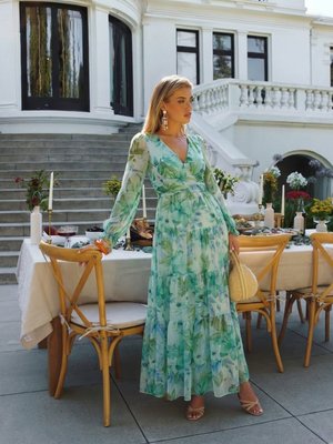 Women's Long Sleeve Floral Maxi Dress