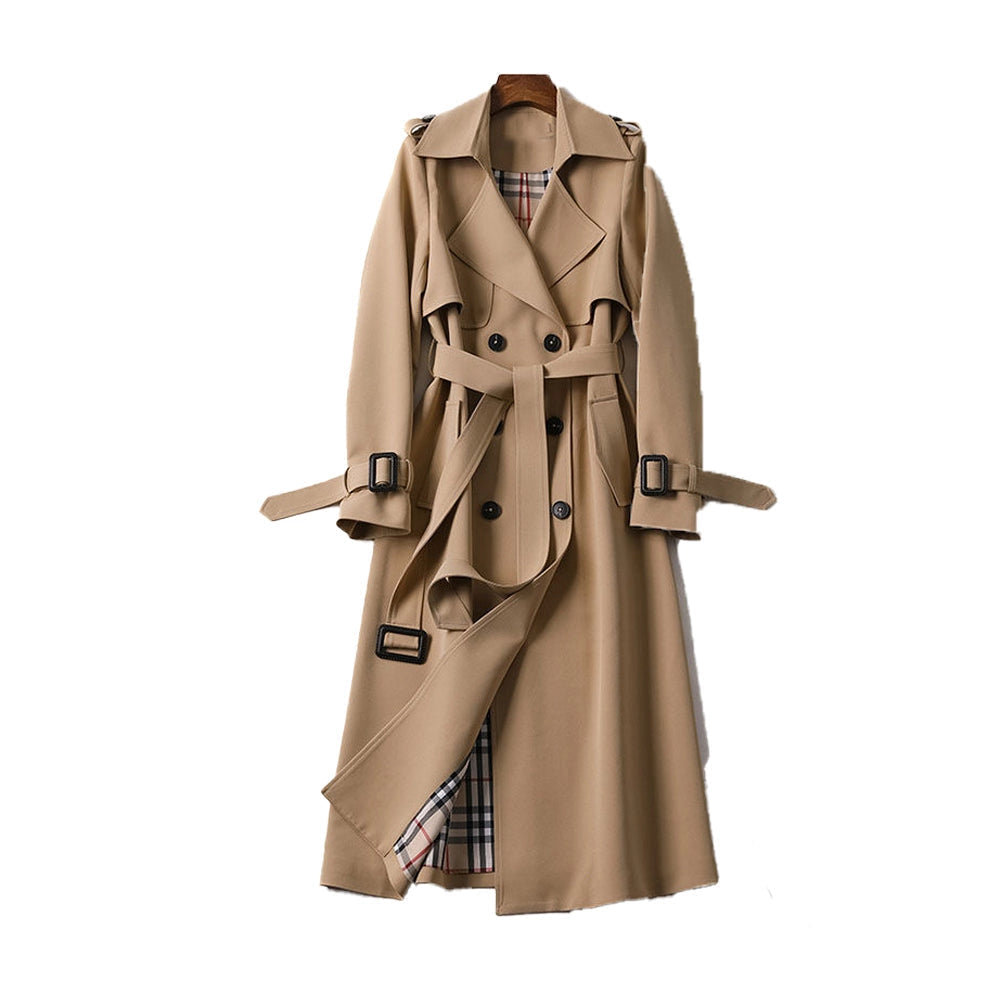 Women's Classic Double-Breasted Belted Trench Coat