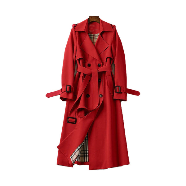 Women's Classic Double-Breasted Belted Trench Coat