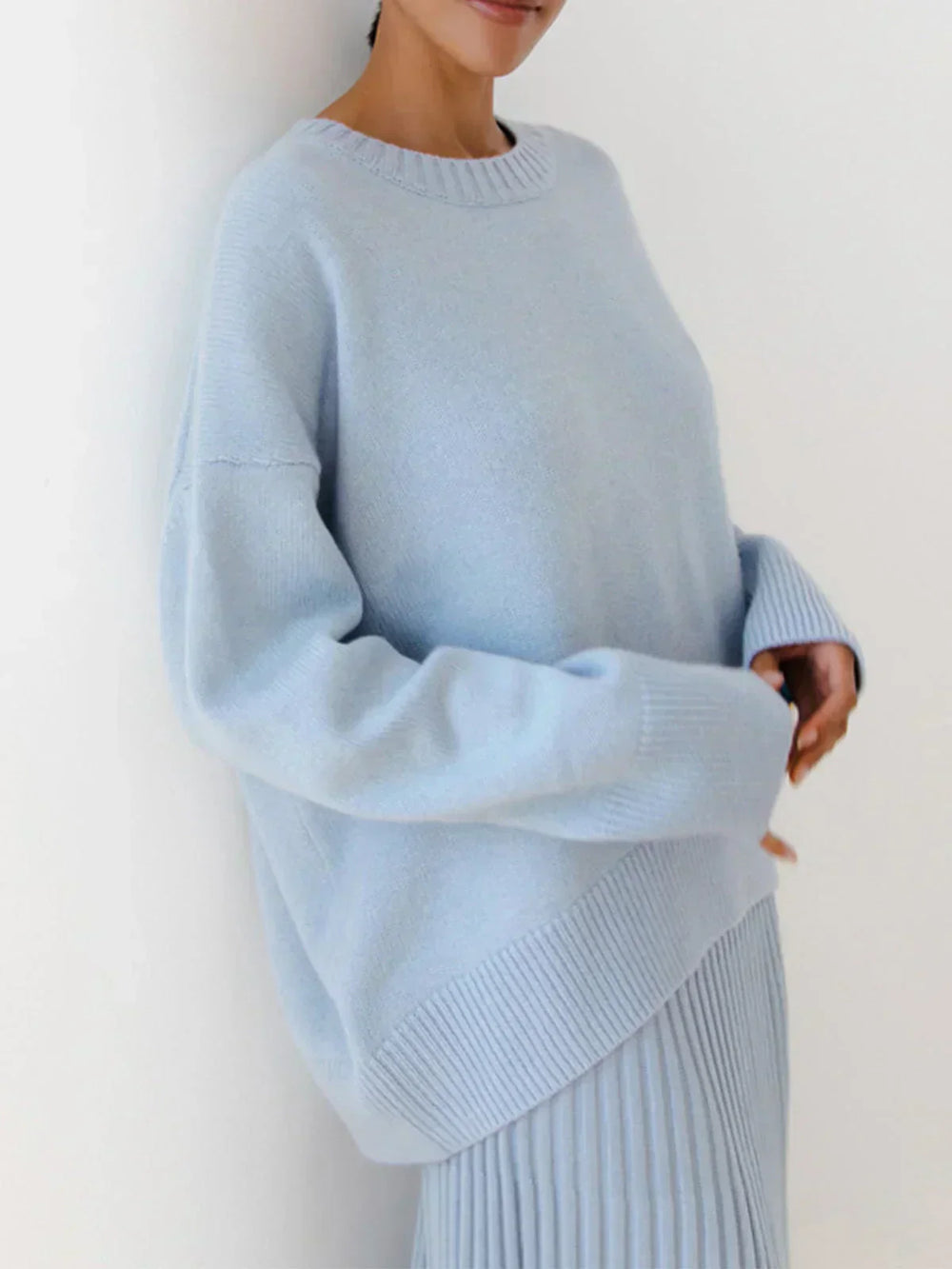 Women's Oversized Crew Neck Knit Sweater