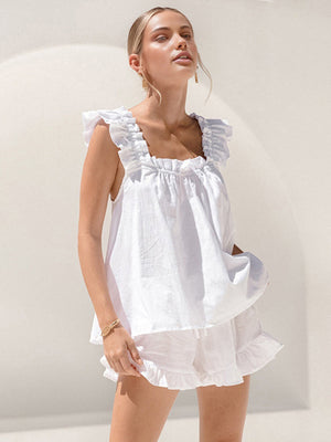 Elegant Women's Summer Lounge Set with Ruffles