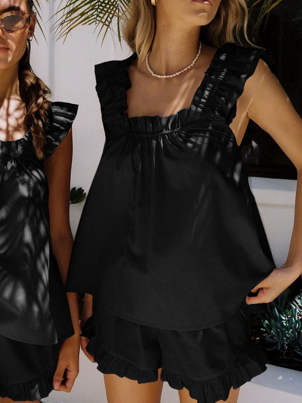 Elegant Women's Summer Lounge Set with Ruffles
