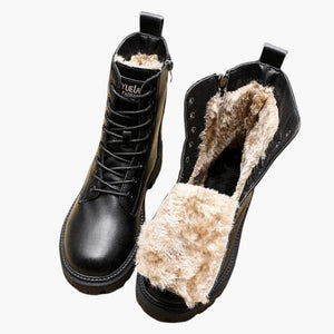 Women's Lace-Up Boots with Side Zip and Thick Sole