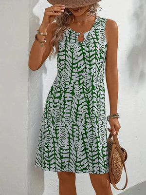 Stylish Abstract Print Sleeveless Summer Dress for Women
