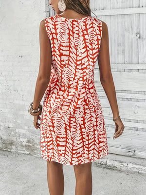 Stylish Abstract Print Sleeveless Summer Dress for Women