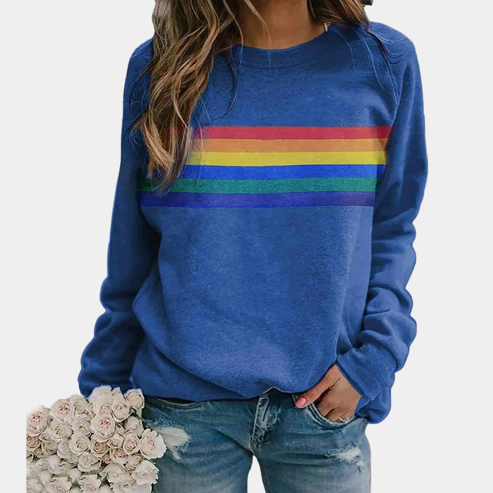 Vibrant Rainbow Stripe Cozy Crewneck Sweatshirt