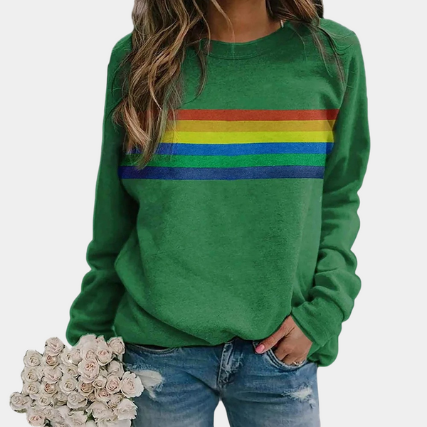 Vibrant Rainbow Stripe Cozy Crewneck Sweatshirt