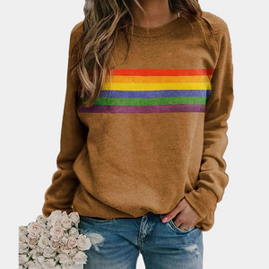 Women's Rainbow Stripe Crewneck Sweatshirt