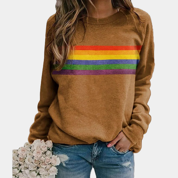 Women's Rainbow Stripe Crewneck Sweatshirt