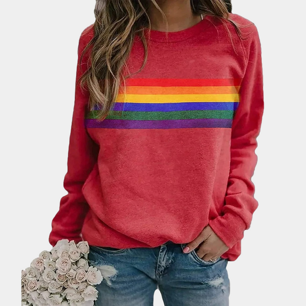 Vibrant Rainbow Stripe Cozy Crewneck Sweatshirt