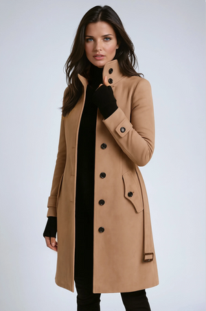Women's Double-Breasted Mid-Length Tailored Coat
