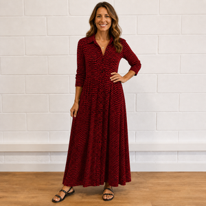 Women’s Printed Elegant Long Sleeve Flowing Maxi Dress