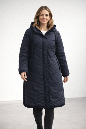 Women's Quilted Parka with Hood & Fleece Lining