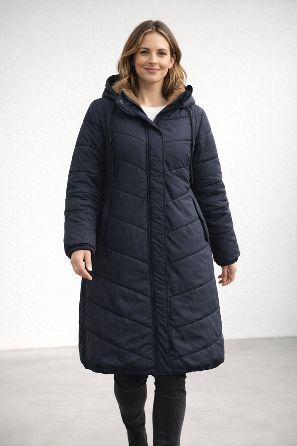 Women's Quilted Parka with Hood & Fleece Lining