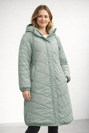 Women's Quilted Parka with Hood & Fleece Lining