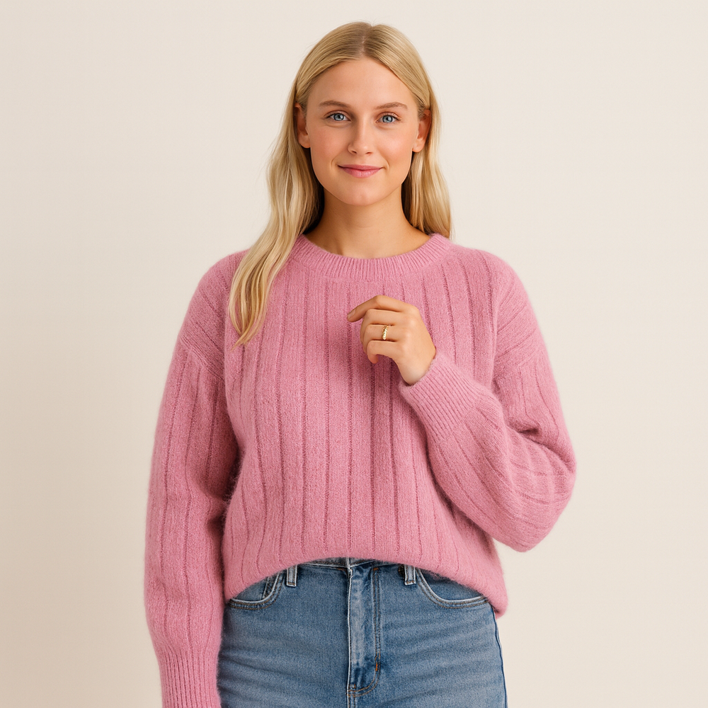 Soft Ribbed Knit Sweater for Women