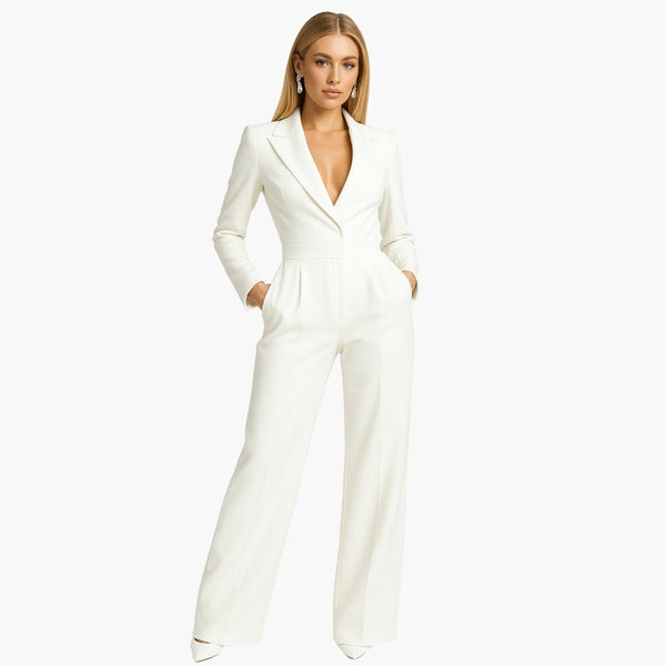 Tailored Long Sleeve Jumpsuit Women Sleek Formal Style
