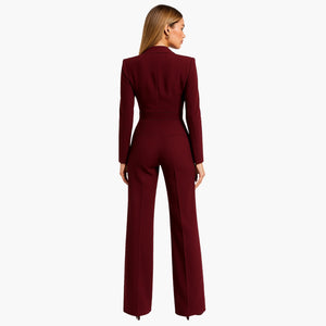 Tailored Long Sleeve Jumpsuit Women Sleek Formal Style