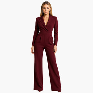 Tailored Long Sleeve Jumpsuit Women Sleek Formal Style