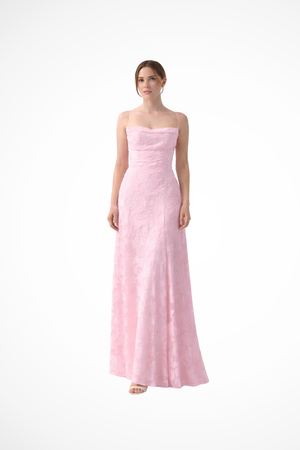 Women's Floral Jacquard Maxi Dress Lace-Up Back