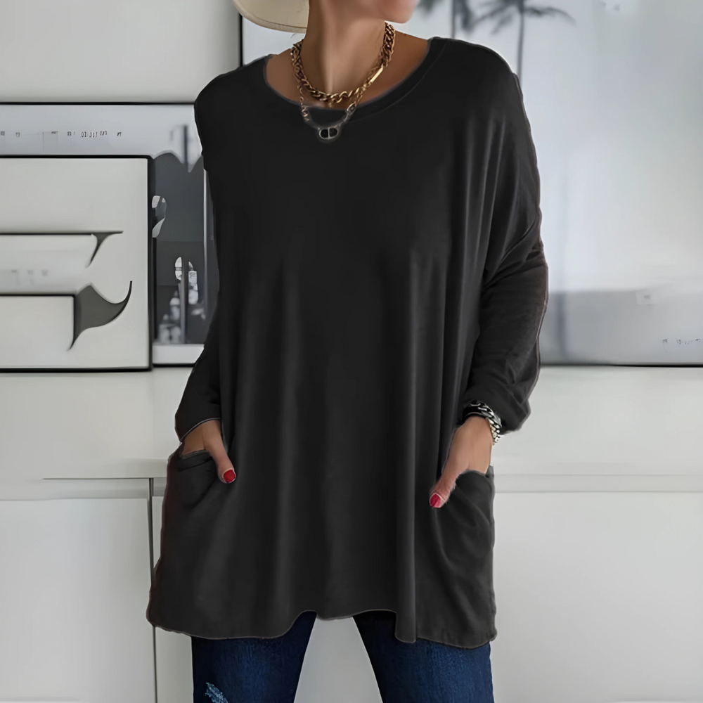 Women's Oversized Pocket Long Sleeve Tunic Top
