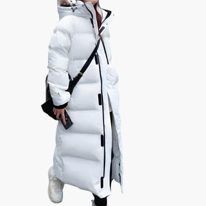 Women's Long Puffer Jacket with Hood