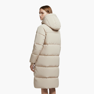 Chaqueta larga acolchada para mujer con capucha