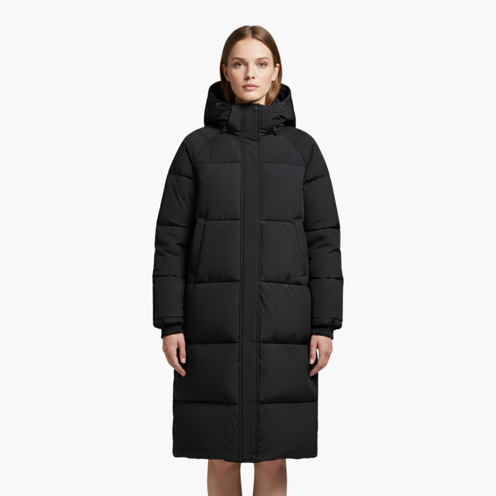 Women's Long Quilted Puffer Jacket with Hood