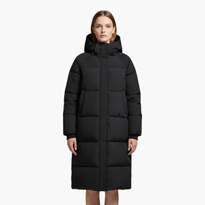 Chaqueta larga acolchada para mujer con capucha