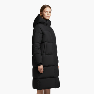Long Hooded Puffer Coat Stand Collar