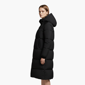 Chaqueta larga acolchada para mujer con capucha