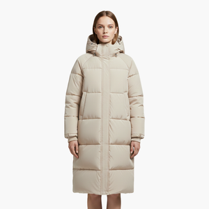 Chaqueta larga acolchada para mujer con capucha