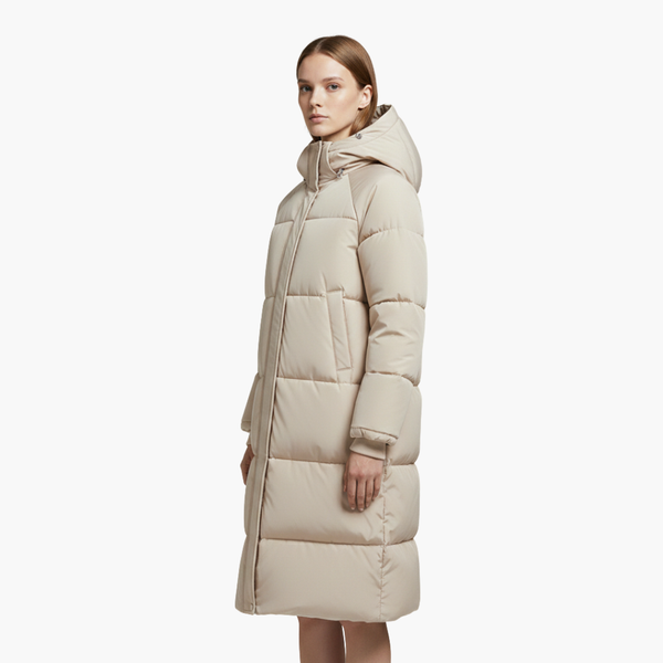 Long Hooded Puffer Coat Stand Collar
