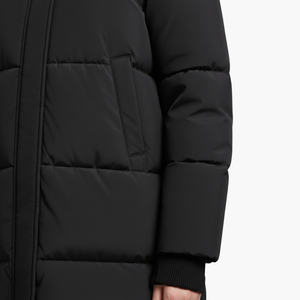 Long Hooded Puffer Coat Stand Collar