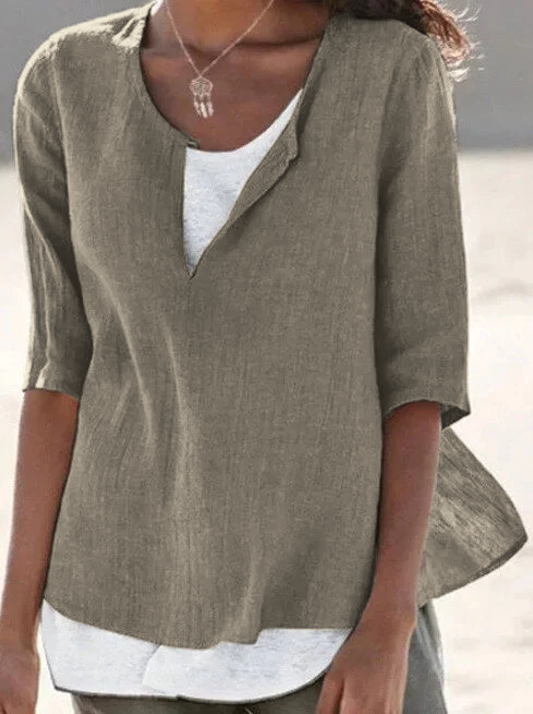 Women's Casual Layered Look V-Neck Blouse
