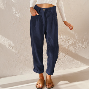 Stylish High Waist Corduroy Trousers