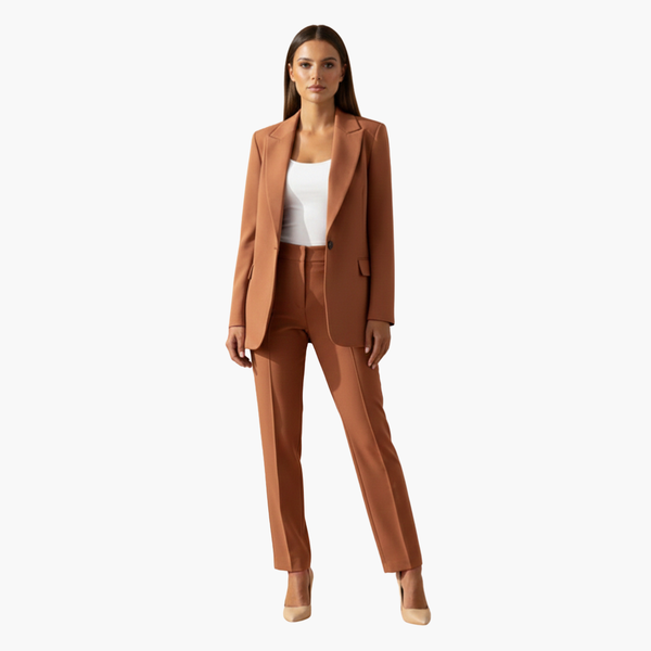 Conjunto de blazer entallado con solapa de muesca y pantalones para mujer