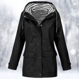Chaqueta utilitaria para mujer con capucha y botones delanteros