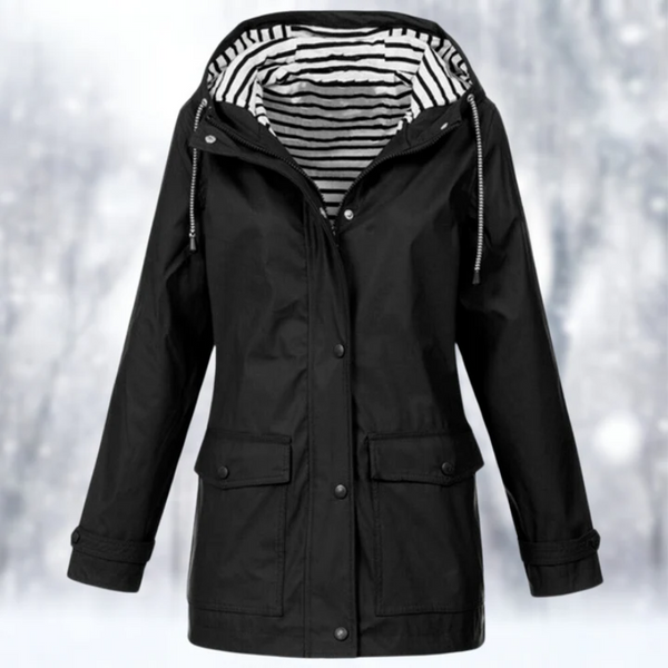 Chaqueta utilitaria para mujer con capucha y botones delanteros