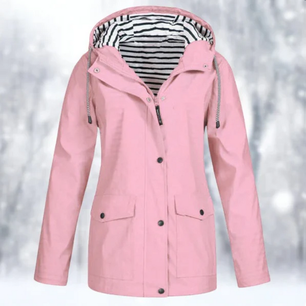 Chaqueta utilitaria para mujer con capucha y botones delanteros