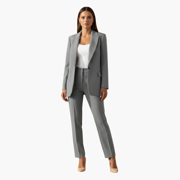 Conjunto de blazer entallado con solapa de muesca y pantalones para mujer