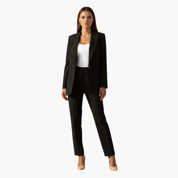 Conjunto de blazer entallado con solapa de muesca y pantalones para mujer