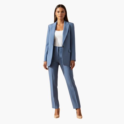 Conjunto de blazer entallado con solapa de muesca y pantalones para mujer