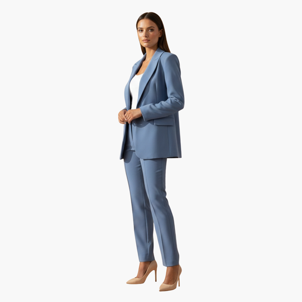 Conjunto de blazer entallado con solapa de muesca y pantalones para mujer