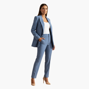 Conjunto de blazer entallado con solapa de muesca y pantalones para mujer